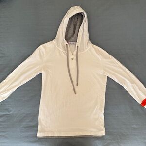 Teamm8 Men’s Small White Lightweight Pullover Hoodie - Red Arm Band